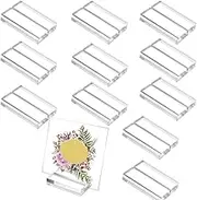 12 Pcs Card Display Stand, Acrylic Stands Clear Place Card Holders with Card Slot, Table Numbers Display Stands for Office, Wedding Photos, Menu, Meeting, Buffet Events