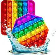 (2 Pack) Pop It Fidget Toy, Silicone Pop Bubble Sensory Silicone Toy, Autism Special Needs Stress Reliever, Playing Board Emotion Anxiety Relief Tool for Teens & Adults