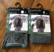 NWT Cuddl Duds Cotton Wear Base layer Gray Crew Shirt & Pant Set Mens XXL 2XL