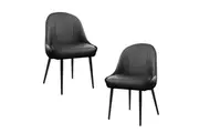 HomeStar Set Of 2 Soon PU Leather Kitchen Dining Chair Metal Legs Black