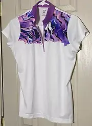 EP New York Golf CAP SLEEVE SPLIT 1/4 ZIP MOCK POLO Medium NWT