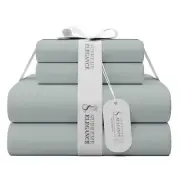King Size Bed Sheets Set Light Gray, Brushed Percale Weave Cotton Rich Sheets...