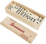 SOPOTUTU 1 Set Mini Wooden Dominoes in Sturdy Box Enhance Logic Math Skills Safe Playthings for Family Gatherings Social Events Stable Domino Blocks