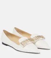 [Jimmy Choo] Jimmy Choo Gala embellished leather ballet flats AU 5 white