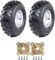 YC Yier 2pcs 19z7.00-8 19x7-8 Tires with Rims 4 Bolt 8 inch Go Kart Wheels w/ 24T Rear Axle Hubs for ATV Quad Buggy Golf Cart Lawn Mower Garden Tractor Turf Tires Mini Bike