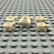 LEGO Minifigure Accessory - White - Teapot & 4 cups