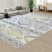 Grey Creamy Style Pattern Floor Area Abstract Rug Modern Extra Large Carpet (230x160cm)
