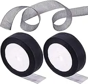 Rustark 2 Roll 1" x 25 Yards Black Sheer Organza Ribbon Transparent Chiffon Fabric Organza Ribbons for Gift Wrapping Invitations Christmas Birthday Wedding Party Decoration(2.5cm x 23m)
