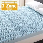Memory Foam Mattress Topper 8CM Underlay Mat Queen King All SIZE 7 ZONE Cool Gel