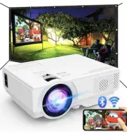 Portable 1080p Projector with WiFi, Bluetooth, HDMI for iPhone Android Laptop
