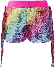 [Cilucu] Girls Sequin Shorts Toddler Baby Sparkly Party Tessel Summer Short Pants Kids Halloween Birthday Bottoms
