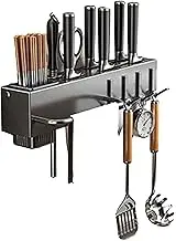 Wall Mounted Utensil Rack - Wall Mounted Kitchen Storage Rack | Chopsticks And Knife Organizer With Hooks, Space-Saving Shelf, Multipurpose Tool Holder For Cooking Utensils, Ideal For Kitchens