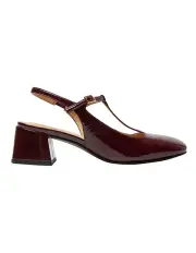 [Jane Debster] Lotus Heeled Shoes in Wine Patent