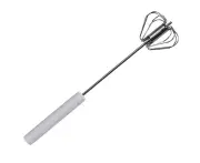 Egg Whisk, Stainless Steel Hand Push Whisk Blender for Home - White