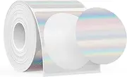 SUPVAN KATASYMBOL T50M Label Tape Round Waterproof, Clear Printing, Multipurpose Thermal Label Paper for File Folder, Organization, Φ50 mm, Black on Holographic Silver, 140 Labels per Roll