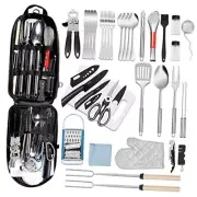 Camping Kitchen Utensil Set Outdoor Kitchen Gear, Outdoor Cooking Black-35 PCS