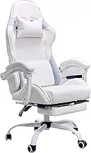 White Gaming Chair Swivel Chair Company Office Chair Computer Chair Adjustable Backrest Chair Load-Bearing 150kg, 64x64x(116-124)cm