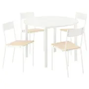 VIHALS table and 4 chairs, white white/white pine, 107 cm