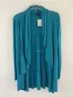 Cha Cha Vente Women’s Teal Stretch Rayon Tiered Cover Up Top Blouse Size Large