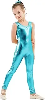 [YgneeDom] Shiny Metallic Kids Girls Unitard Costumes Full Body Sleeveless Lycra Spandex Leotard