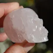 2in Gemmy Rose Quartz Crystal Skull, Realistic Carved Crystal