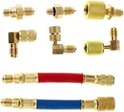 MGAVATPNPY 8pcs Car Air Conditioner Refrigeration R134A R12 Converting Adapter Hose Set Kits Air Condition Adapters Connector Hose Air Conditioning Hoses and Accessories