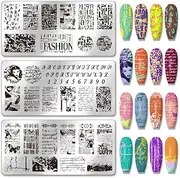 PH PandaHall Graffiti Texture Nail Stamping Plates, Number Alphabet Nails Art Stencils, Vintage Styles Manicure Art Stencils, Letter Nail Picture Plates for DIY Manicure Salon Design Tools, Pack of 3
