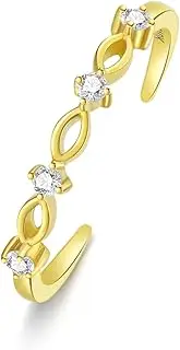 [NFYBD] 10k Yellow Gold Adjustable Band Open Toe Ring for Women CZ Toe Ring One Size Fits Most Toes Beach Foot Body Jewelry for Summer, Metal, Zircon
