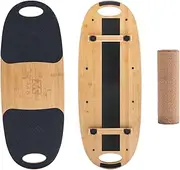 XCMAN Bamboo Balance Board Trainer with Adjustable Stoppers - 3 Different Distance Options | Balance Board for Surfing, Snowboarding, Skiing, Skateboarding, Yoga Training