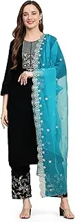 [TRENDMALLS] Women's Velvet Embroidery Salwar Suit Set Kurta Pant with Dupatta
