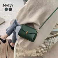 在飛比找momo購物網優惠-【MAISY】簡約時尚真皮肩背小方包(現+預 墨綠色 / 黑