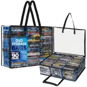 Blu Ray Case Holder Organizer, Set of 2 Clear Plastic Bags with Handles Black