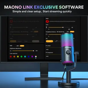 Maono DM30 RGB 遊戲麥克風USB麥克風電容麥克風電腦麥克風流媒體麥克風帶麥克風增益RGB燈光一鍵靜音