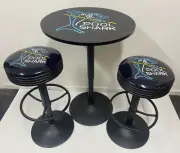 POOL SHARK TABLE & 2 STOOL SET ADJUSTABLE HEIGHT