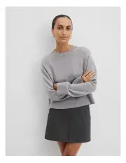 [Country Road] Crop Crew Neck Knit in Light Grey Marle