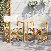 Folding Garden Chairs 2 pcs Cream White Fabric Outdoor Lightweight Sturdy