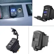 DC12V Dual USB Car Marine Boat Power Socket Plug Outlet Charger Adapter Blue LCD