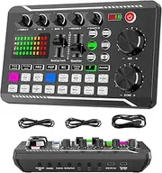 Podcast Production Studio Equipment, Live Sound Card Audio Mixer, Live Sound Board, 16 Fixed Background Special Sound Effects, 7 Recording Modes, 4 Sound Change Functions