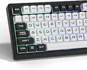 Womier PBT Keycaps 60 65 75 Percent, Cute Bear Creamy Keycaps, 122 Keys Custom MOA Key Cap Set for 60%,65%,75%,TKL,100% Cherry Gateron MX Switches Mechanical Keyboard-White