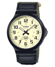 Casio Analog Cloth Strap Black Dial Quartz 12/24 MW-240B-3BV 50M Mens Watch