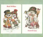 LOT OF 2 Vtg ADR EXCLUSIVE COLLECTION CHRISTMAS Cards + Envelopes, Cute Snowmen