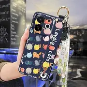 Phone Case Compatible with Tecno Spark30C 5G/POP9 5G, Anti-dust Waterproof Cartoon Kickstand Silicone Anti-Knock Wristband Ring Shockproof