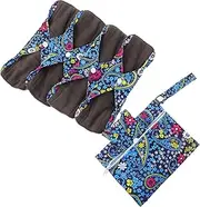 BEBEMOKO 6Pcs Washable Sanitary Pads for Women Bamboo Charcoal Menstrual Napkins with Storage Bag Moderate Flow Reusable Leak Resistant Design for Travel Outdoor