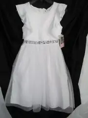 NWT EMERALD GUMDROPS FORMAL OCCASSION DRESS size Girls7, WHITE W/ RHINESTONES
