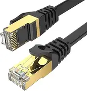 Ercielook CAT8 Ethernet Cable 30 ft High Speed, Shielded Flat Internet Cable, Weatherproof S/FTP UV Resistant for Router/Gaming/Modem - Black