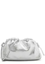 Mansur Gavriel Cloud Mini Metallic Leather Clutch - Silver ONE SIZE