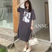 在飛比找蝦皮商城優惠-ANNE｜長版連衣裙 t恤裙 加大尺碼 中長款上衣【AT20