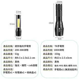 【T6手電筒】爆亮強光 L2 T6 LED 手電筒 可伸縮變焦 強力led手電筒A039 (1.7折)