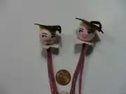 Vintage 2 Spun Cotton Blonde Girl Graduates on Chenille Stems - Made in Japan
