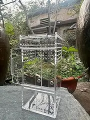 Jumping Spider Enclosure,Arboreal Tarantula Enclosure,Spider Habitat,Praying Mantis Habitat,Frog Enclosure,Insect Terrarium Bug Enclosure,Acrylic Terrarium（3 * 3 * 6inch）